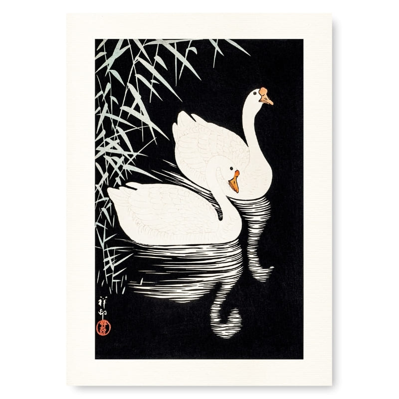Affiche Japonaise Oies Blanches de Chine - A3
