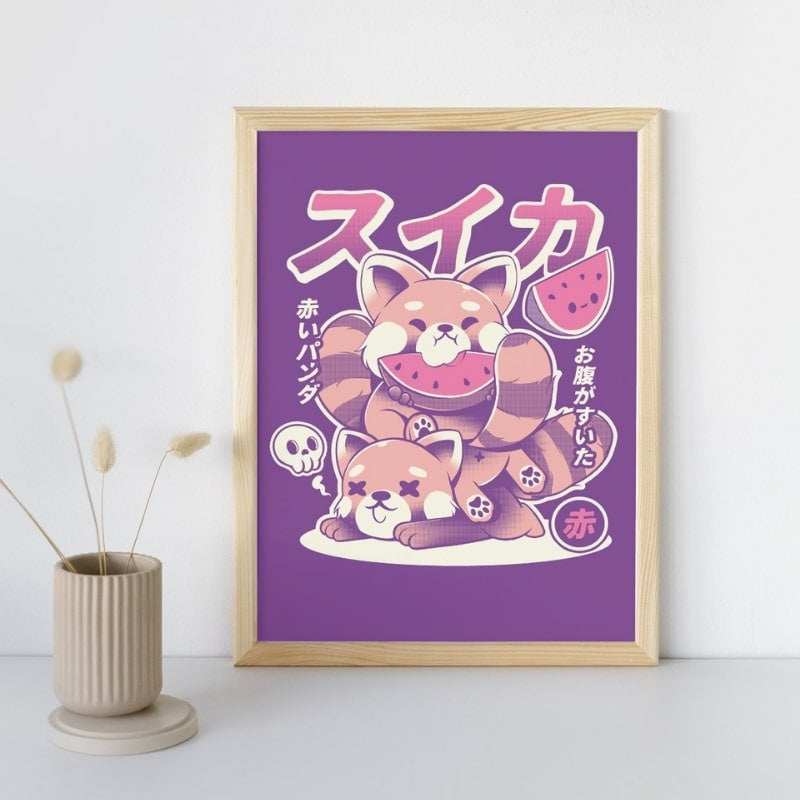 Japanse rode pandaposter - A3