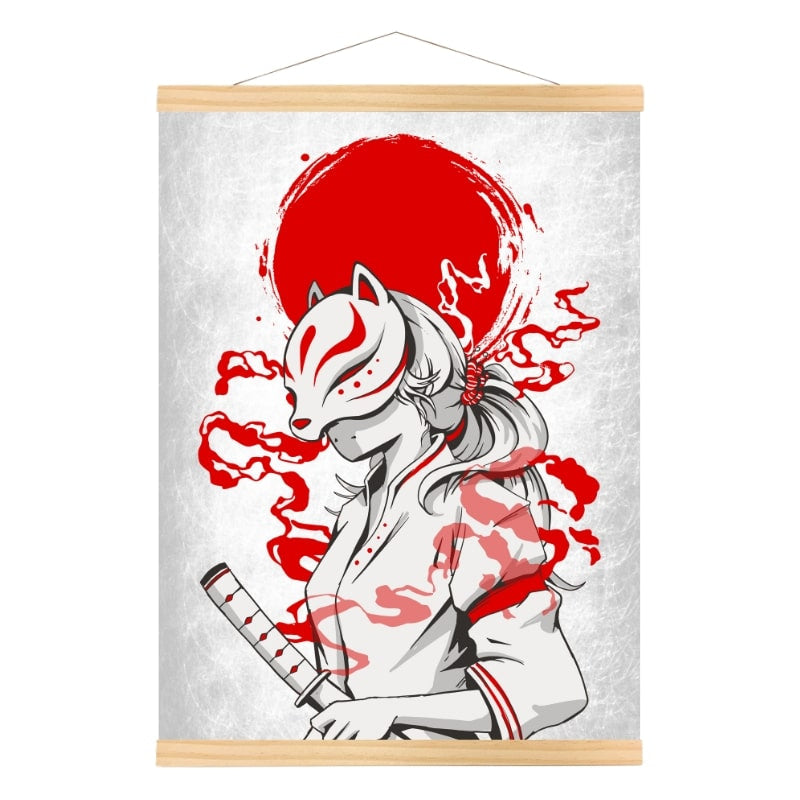 Japanse Samurai Kitsune Poster - A3