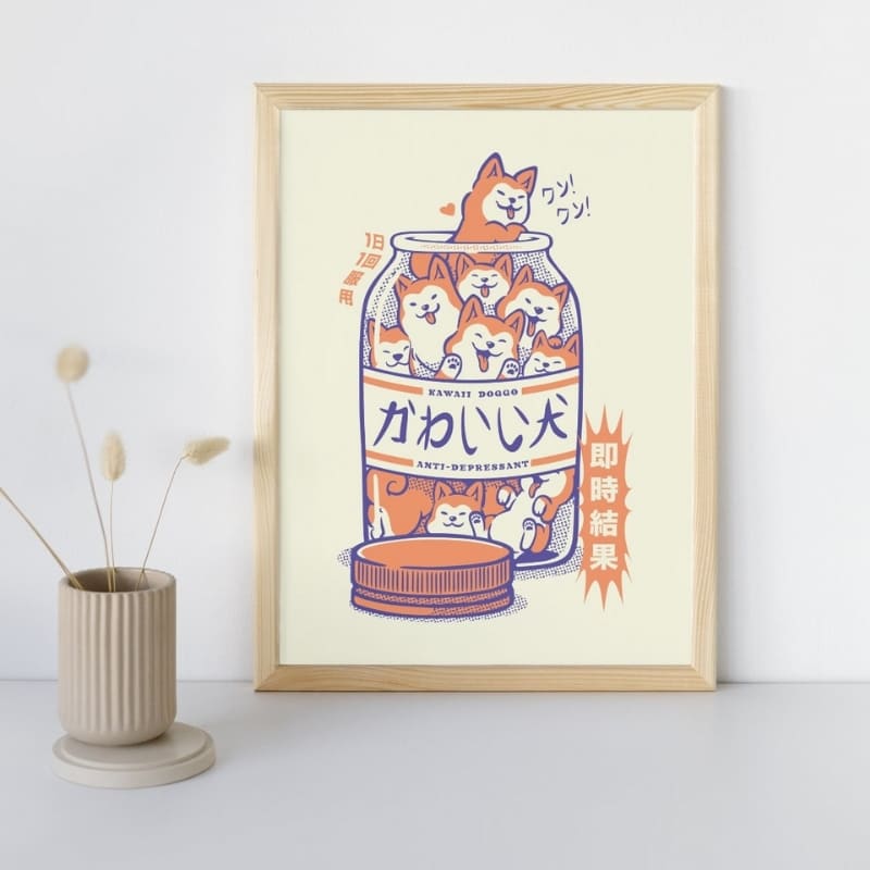 Affiche Japonaise Shiba Anti-Dépresseur - A3