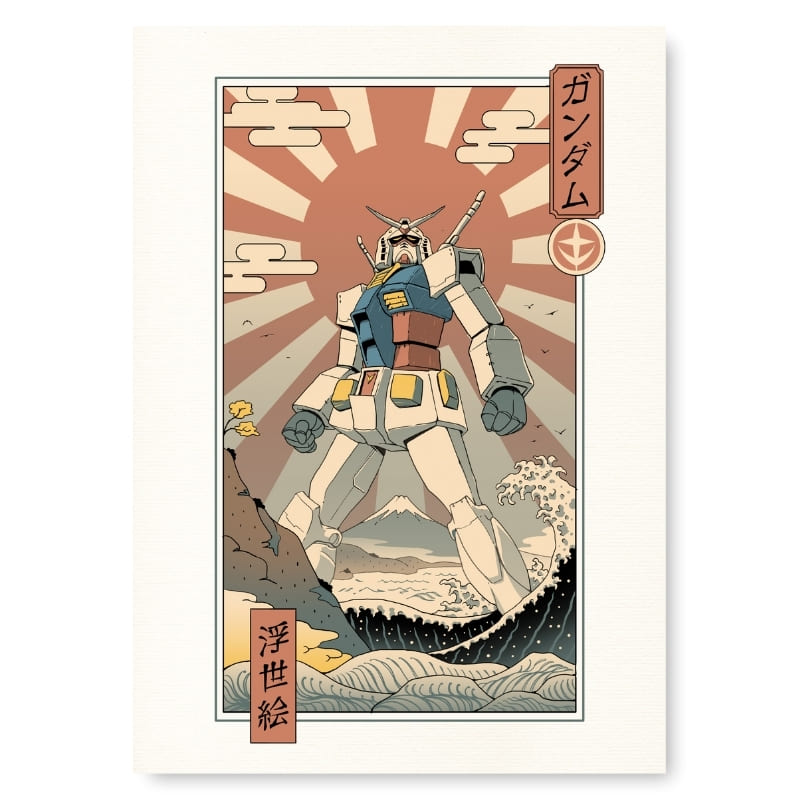 Affiche Japonaise Ukiyo-e Mécha & Fuji - A3