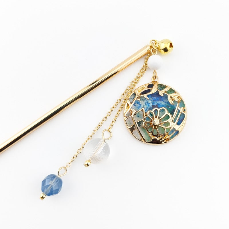 Blauwe Kanzashi - Temari