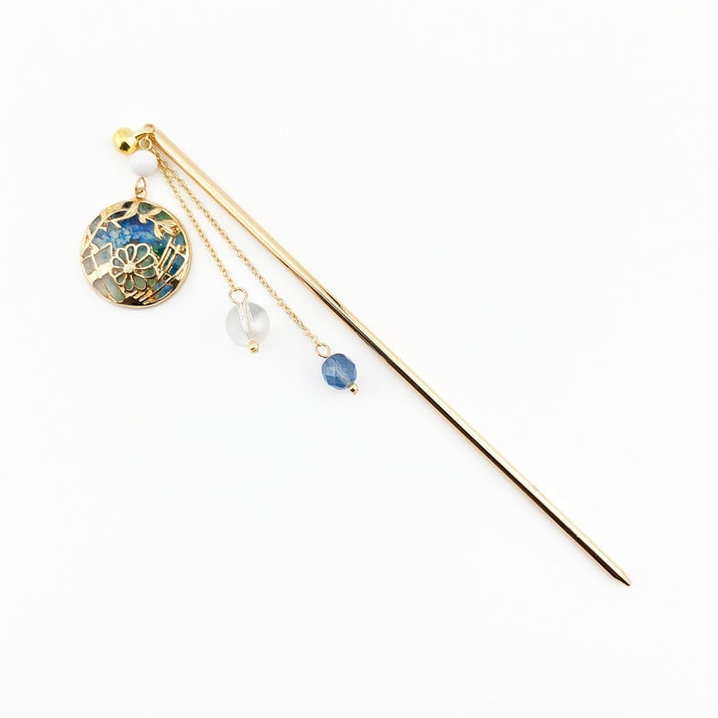 Blauwe Kanzashi - Temari