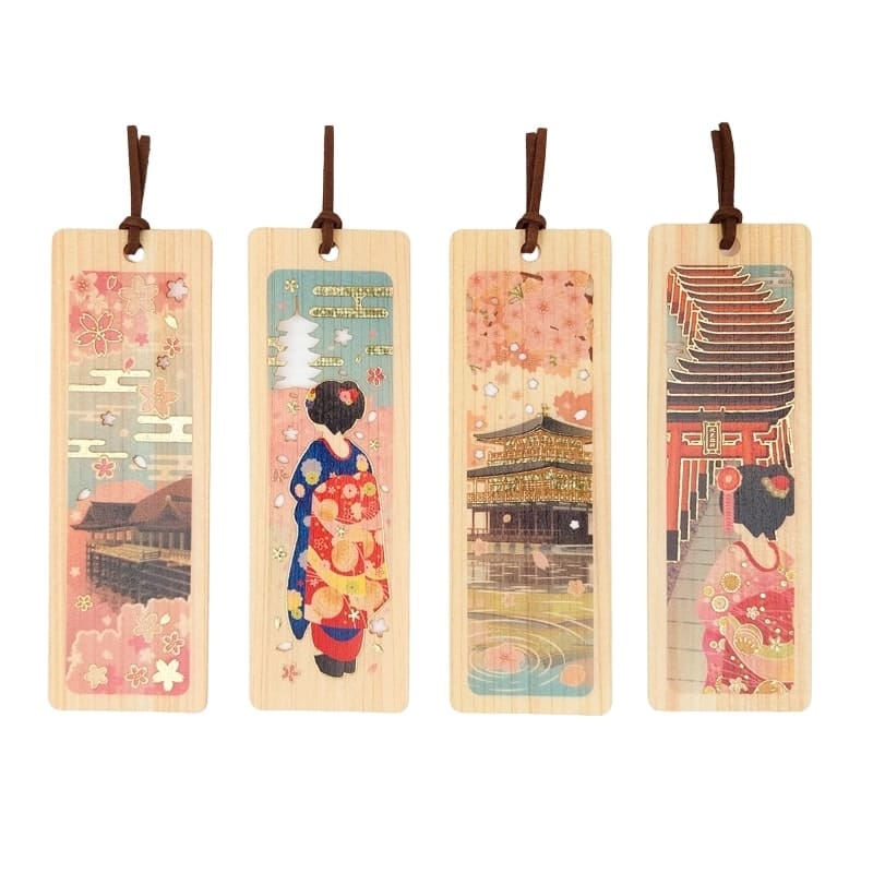 Boekenlegger Japanse Cipres – Geisha & Torii