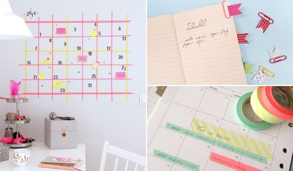 kalender en bullet journal met washi tape