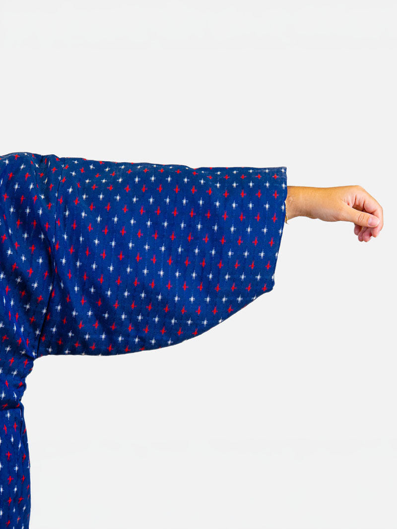 Dames Hanten-jas – Blauwe Kasuri