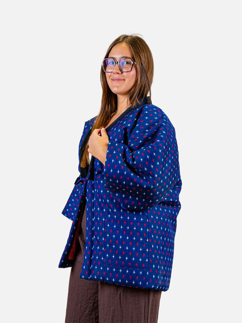 Dames Hanten-jas – Blauwe Kasuri