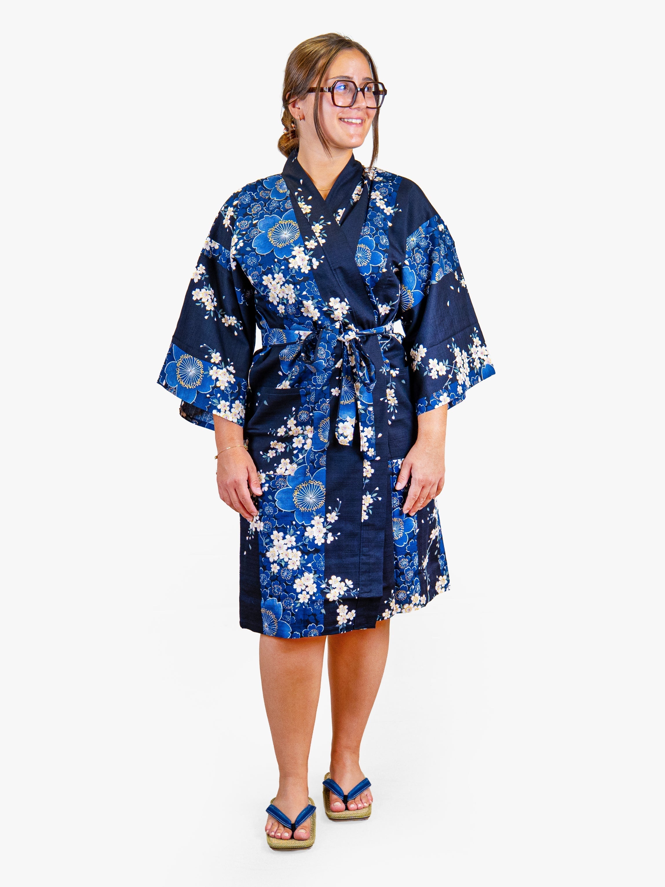 Dames Happi-kimono – Blauwe Sakura