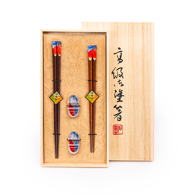 Eetstokjes Set Fuji Rood met Houdertjes