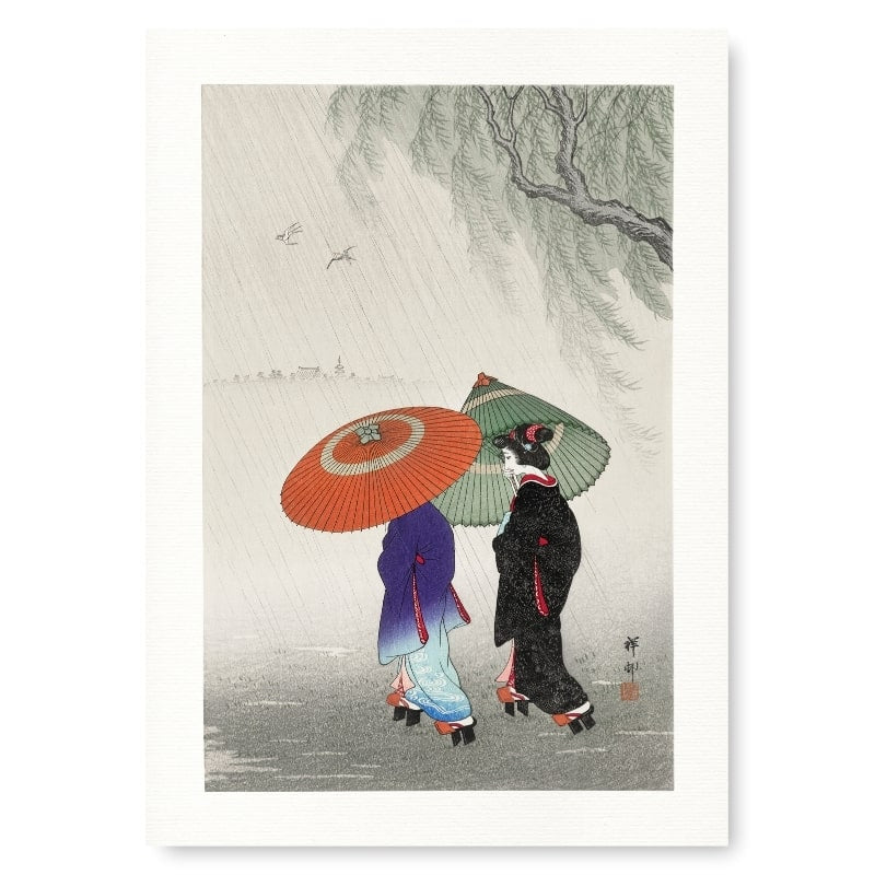 Japanse print Twee vrouwen in de regen - A3