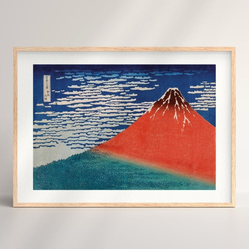 Japanse print van Mount Fuji rood - A3