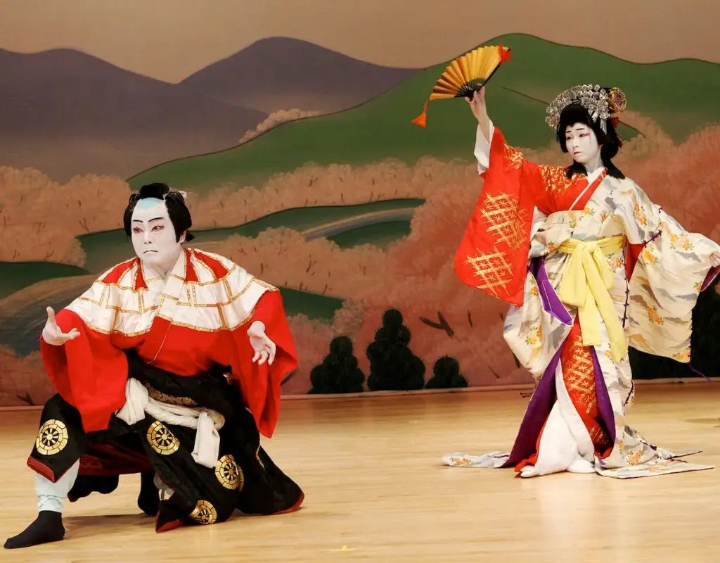 Japanse waaiers in het kabuki-theater