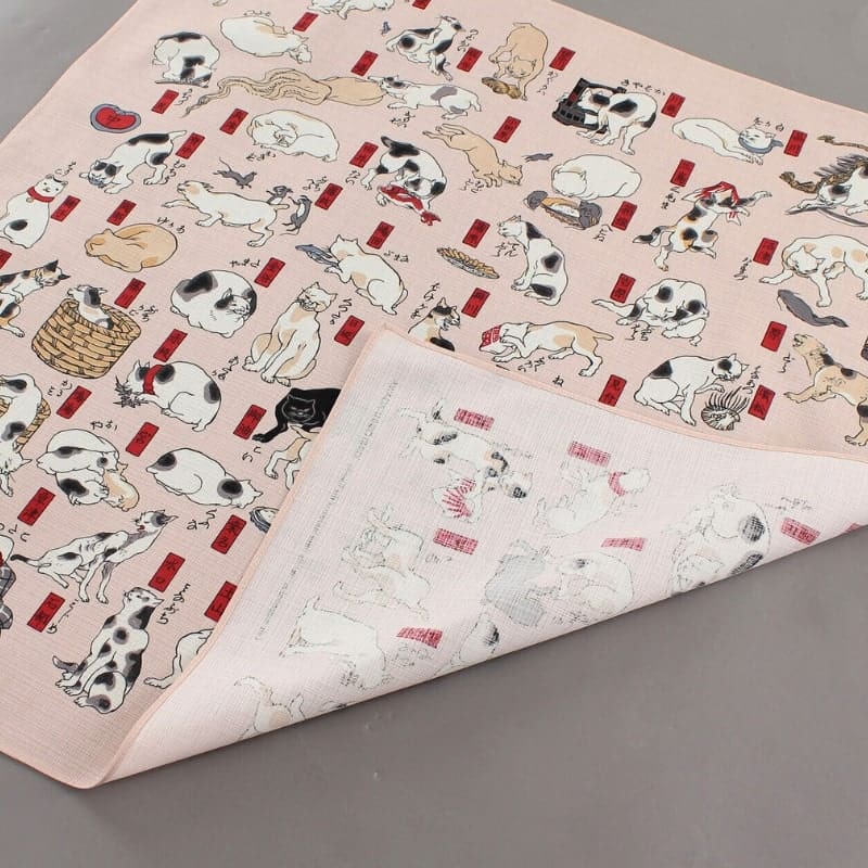 Groot Furoshiki Doek Japanse Katten - 70x70 cm