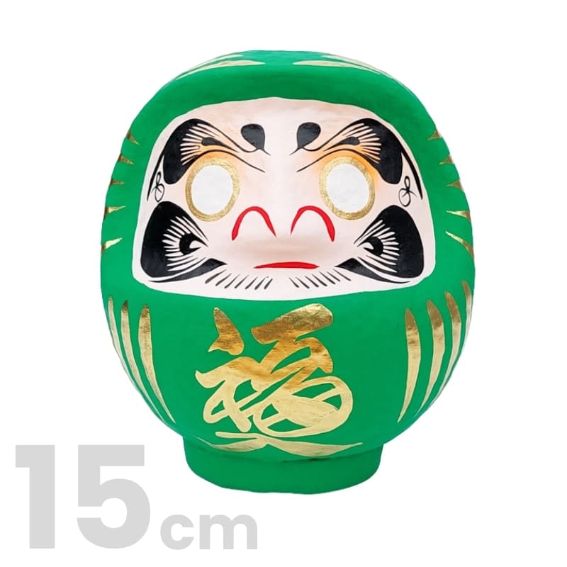 Groene Japanse Daruma 15 cm