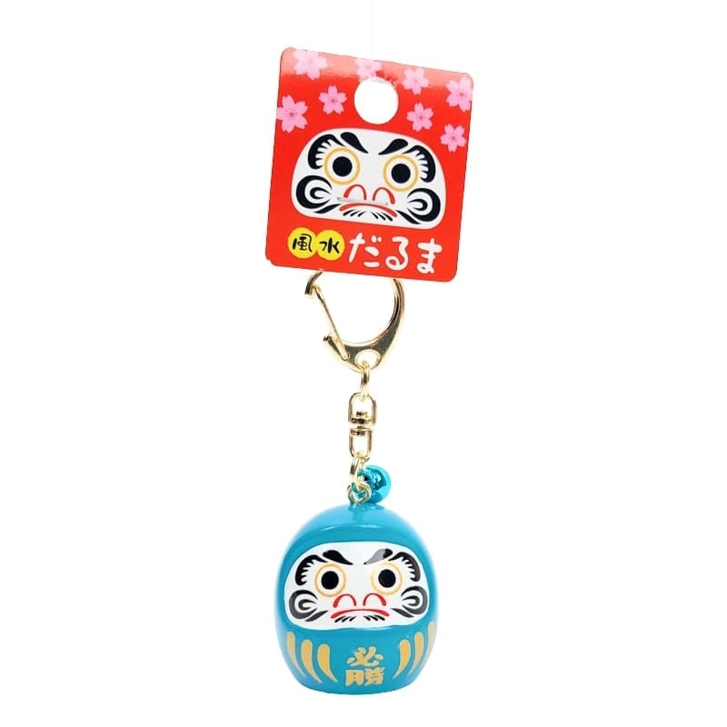 Grote Japanse Sleutelhanger - Daruma (Kleur Naar Keuze) Blauw