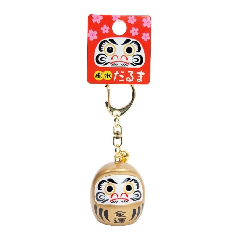 Grote Japanse Sleutelhanger - Daruma (Kleur Naar Keuze) Goud