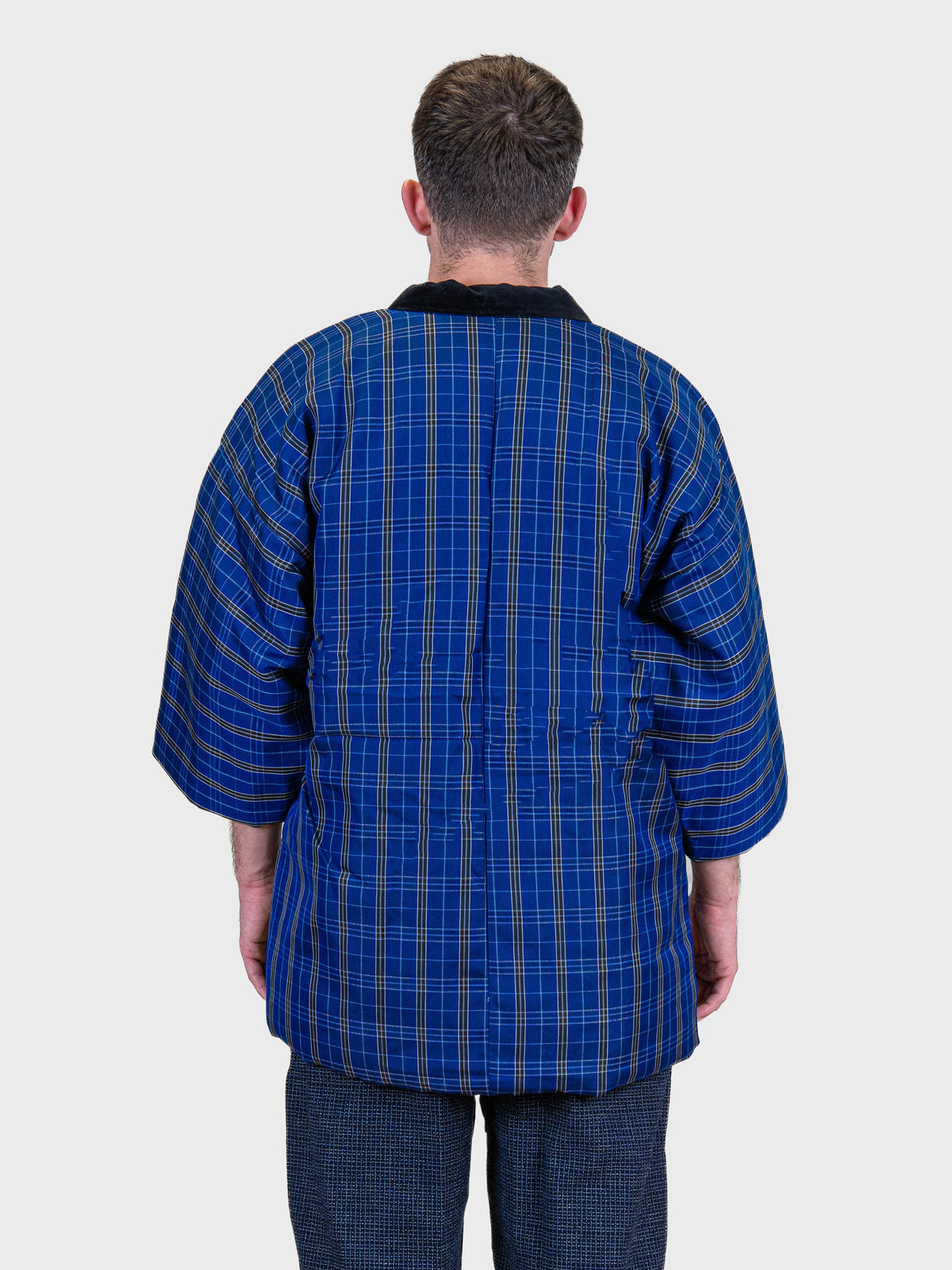 Heren Hanten-jas – Blauwe Kōshi-ruit