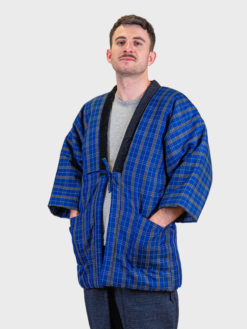 Heren Hanten-jas – Blauwe Kōshi-ruit