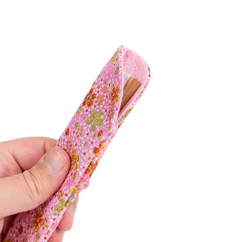 Hoes voor Japanse Waaier - Yuzen Roze Bloemen