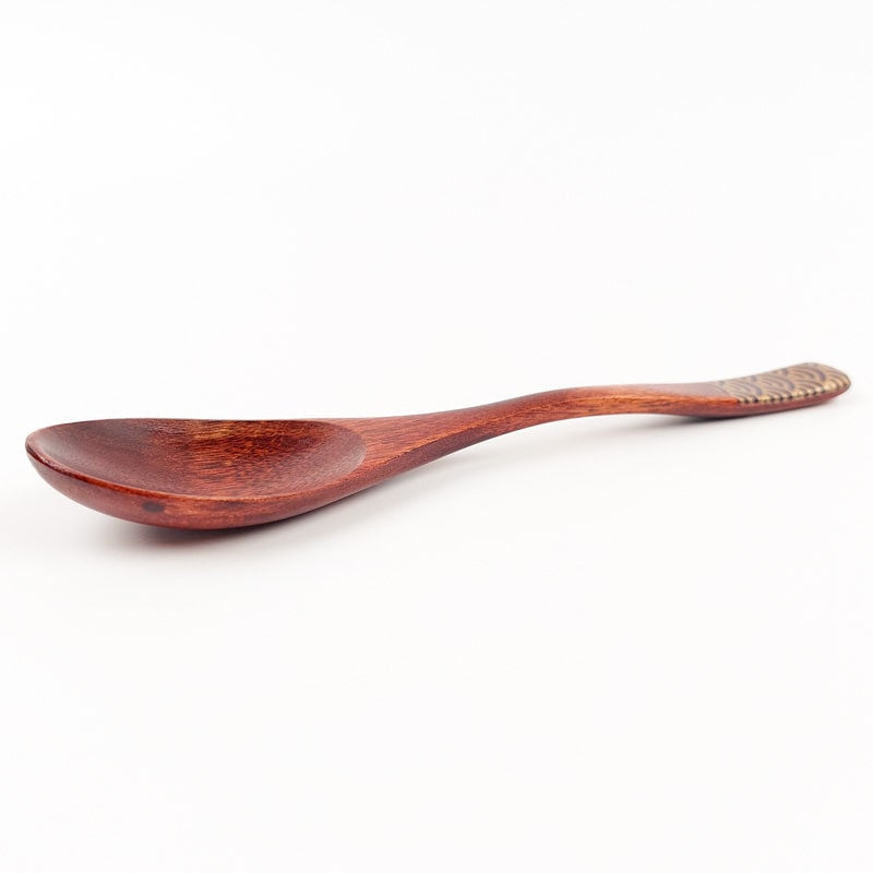Houten Japanse Lepel - Seigaiha Blauw