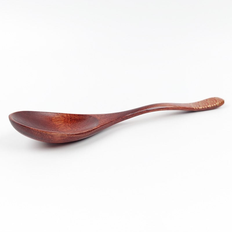 Houten Japanse Lepel - Seigaiha Rood