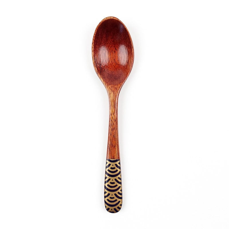 Houten Japanse Theelepel - Blauw