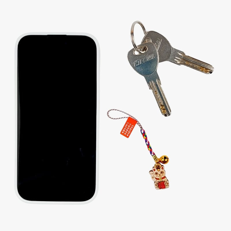 Houten Sleutelhanger Maneki Neko