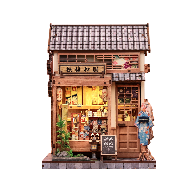 Japans Houten Miniatuurhuis Bouwpakket Sakura Kimono Shop