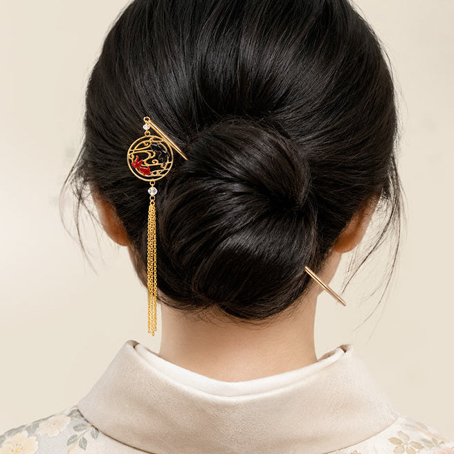 Japans Kanzashi - Rode & Zwarte Vis