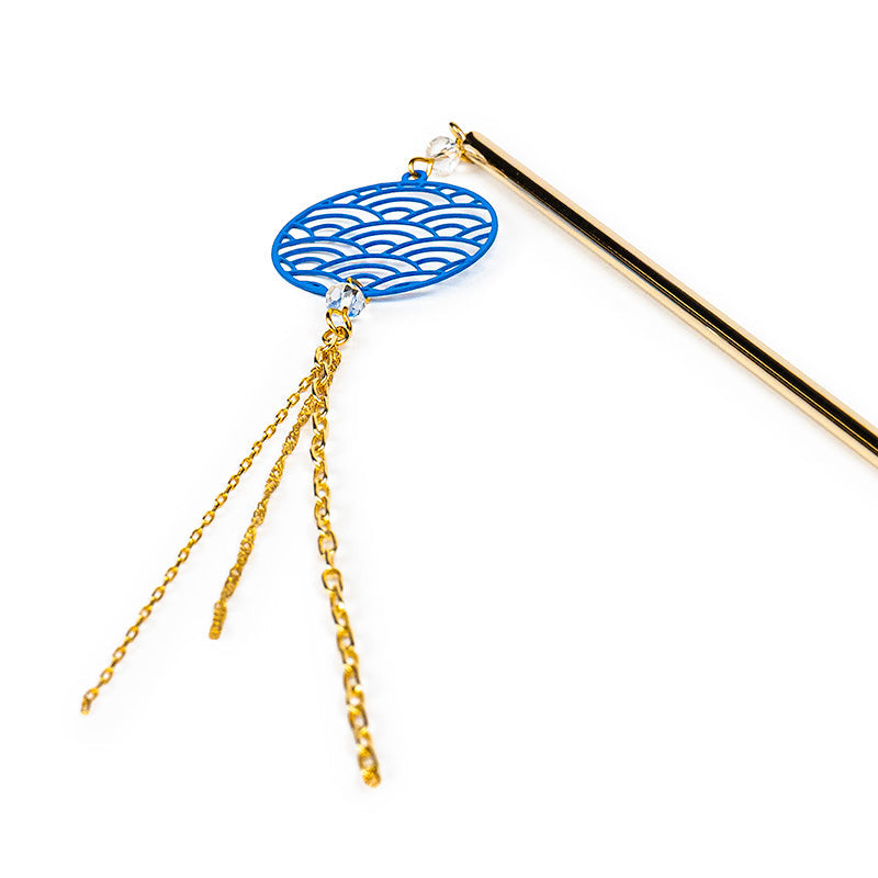 Japans Kanzashi - Seigaiha Blauw