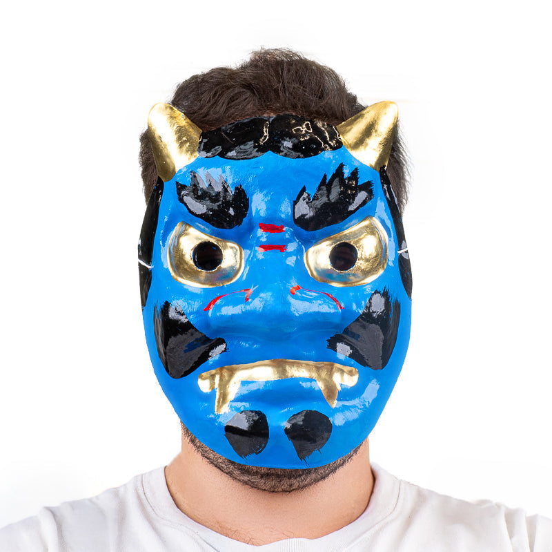 Japans Oni-masker van Papier-maché - Blauw