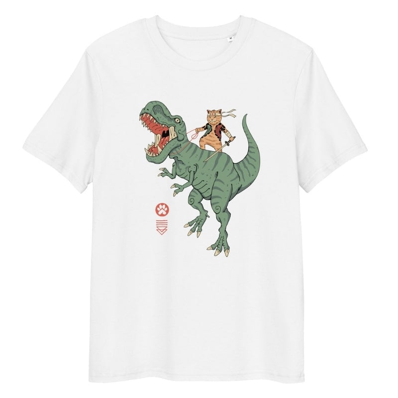 Japans T-Shirt - Neko T-Rex S / Wit