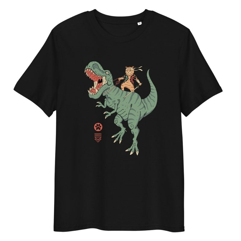 Japans T-Shirt - Neko T-Rex S / Zwart