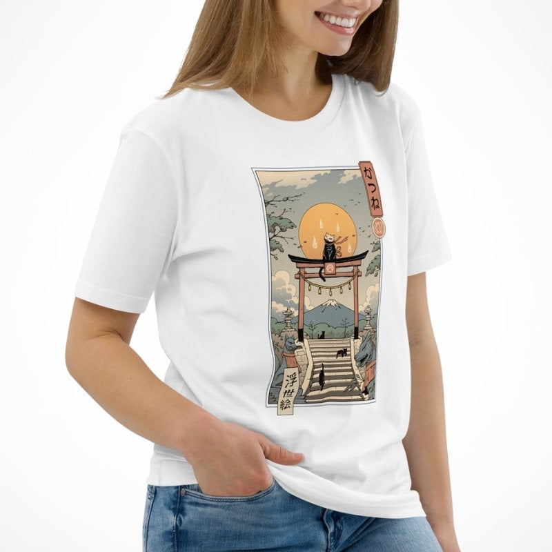 Japans T-Shirt - Ukiyo-e Neko Inari