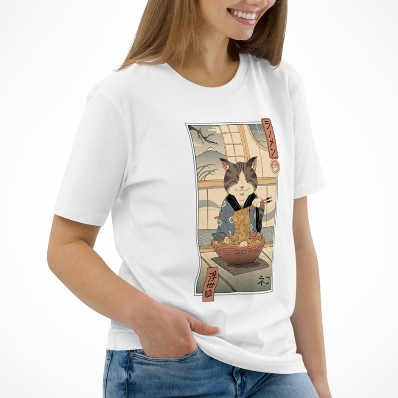 Japans T-Shirt - Ukiyo-e Neko Ramen
