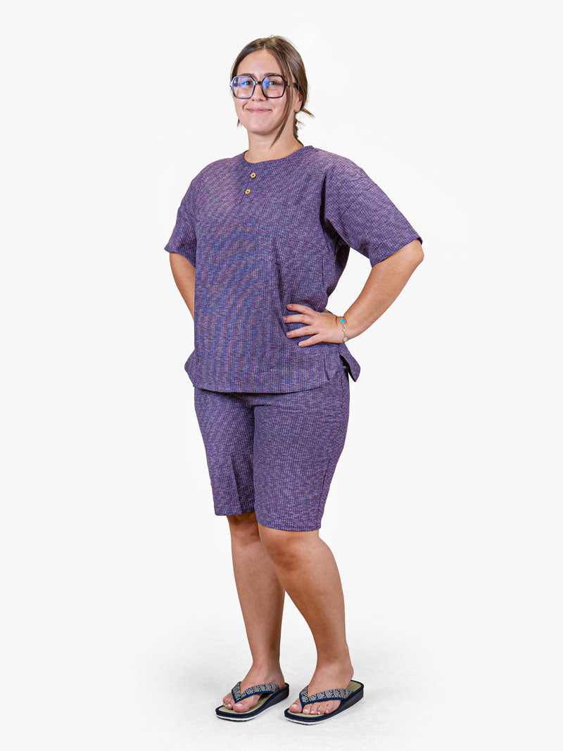 Japanse Dames Pyjama in Jinbei-stijl – Paars