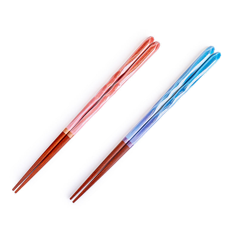 Japanse Eetstokjes - Golvend Blauw Glitter