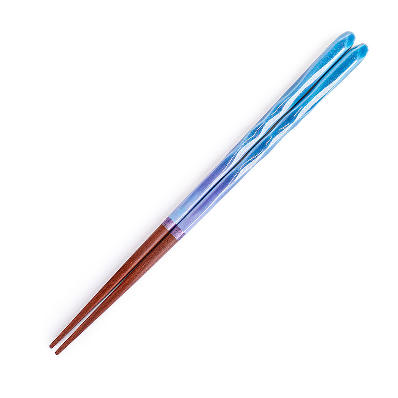 Japanse Eetstokjes - Golvend Blauw Glitter