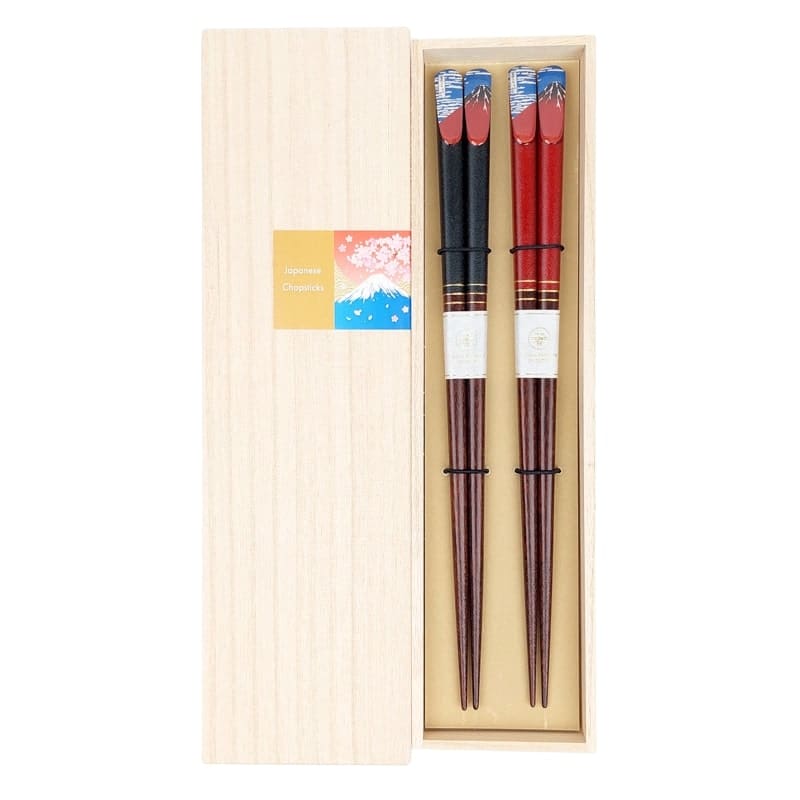 Japanse Eetstokjes - Set Mont Fuji Rood