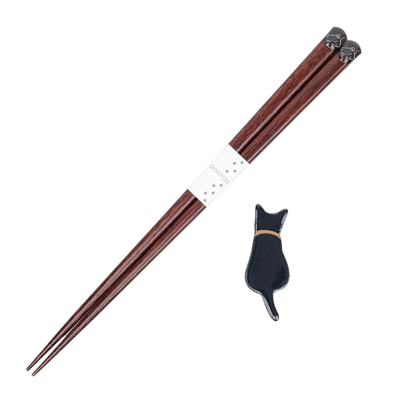 Japanse Eetstokjes Set - Zwarte Kat