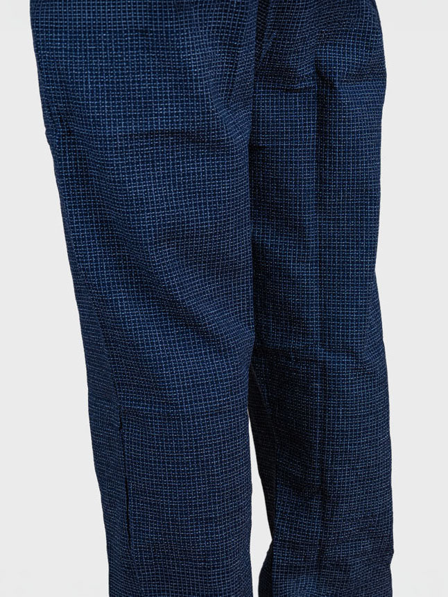 Japanse Heren Broek – Nachtblauwe Kōshi-ruit