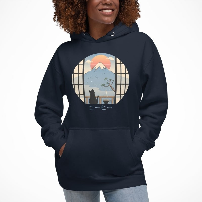 Japanse Hoodie - Cat & Fuji