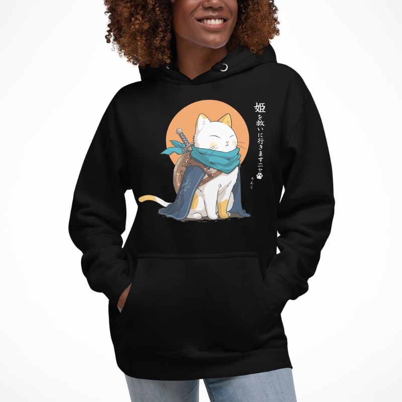 Japanse Hoodie - Legendary Cat S / Zwart