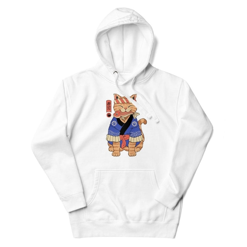 Japanse Hoodie - Neko Sushi Master S / Wit