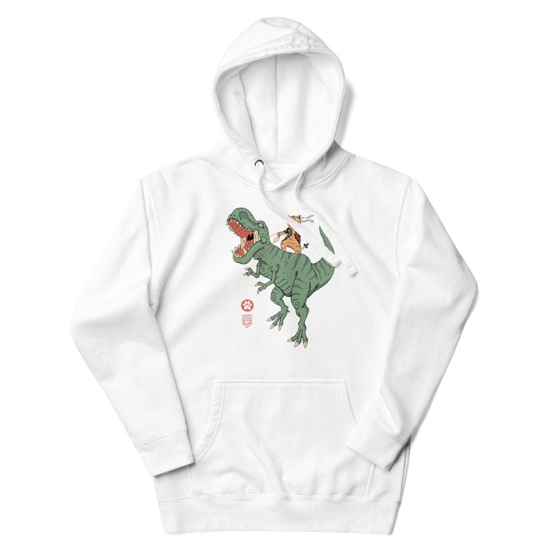 Japanse Hoodie - Neko T-Rex S / Wit