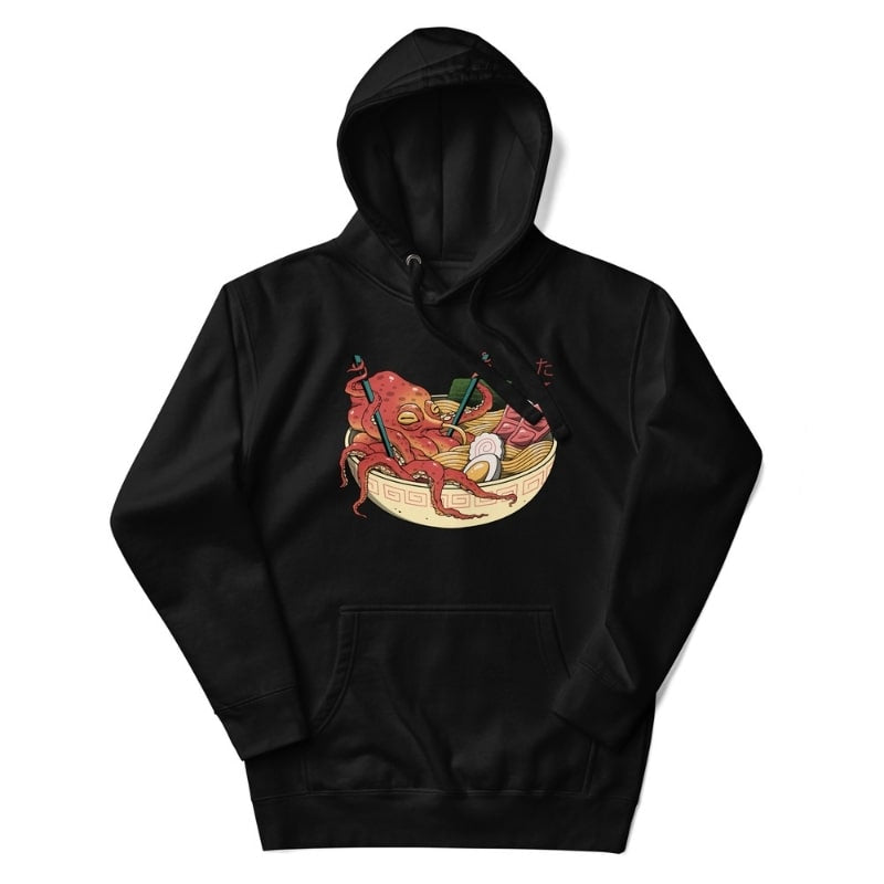 Japanse Hoodie - Octopus Ramen S / Zwart