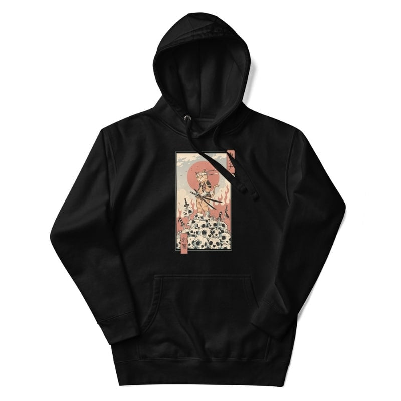 Japanse Hoodie - Ukiyo-e Neko Killer S / Zwart