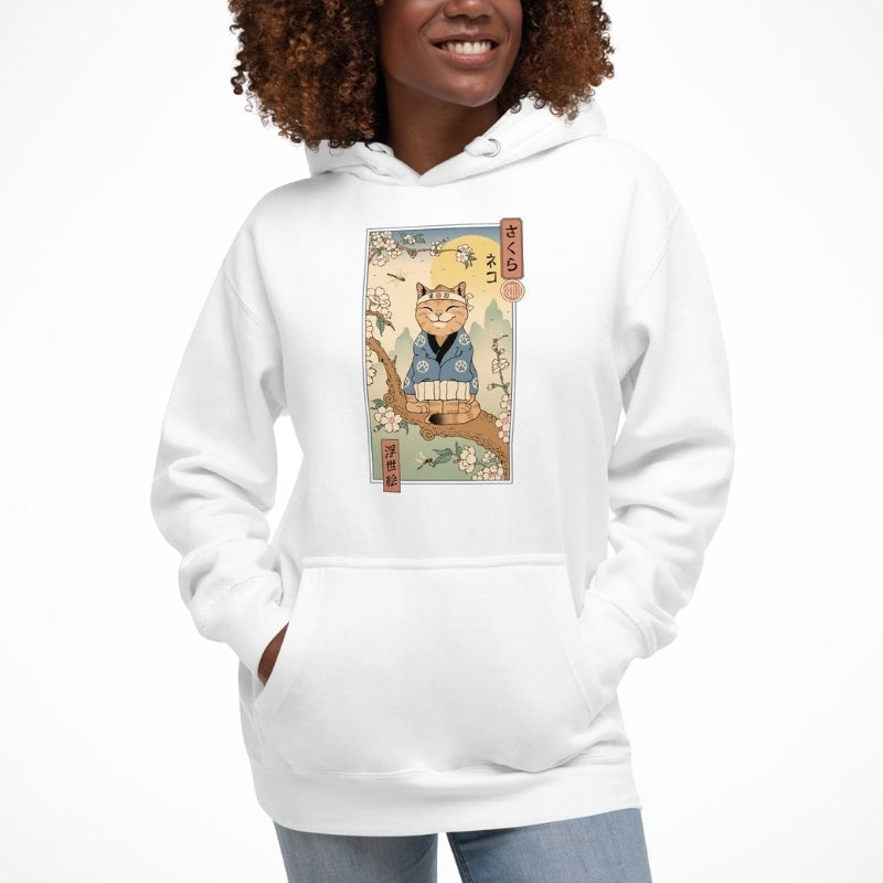 Japanse Hoodie - Ukiyo-e Neko Sakura