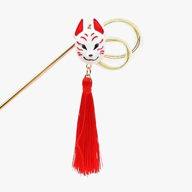 Japanse Kanzashi Haarspeld – Kitsune Masker