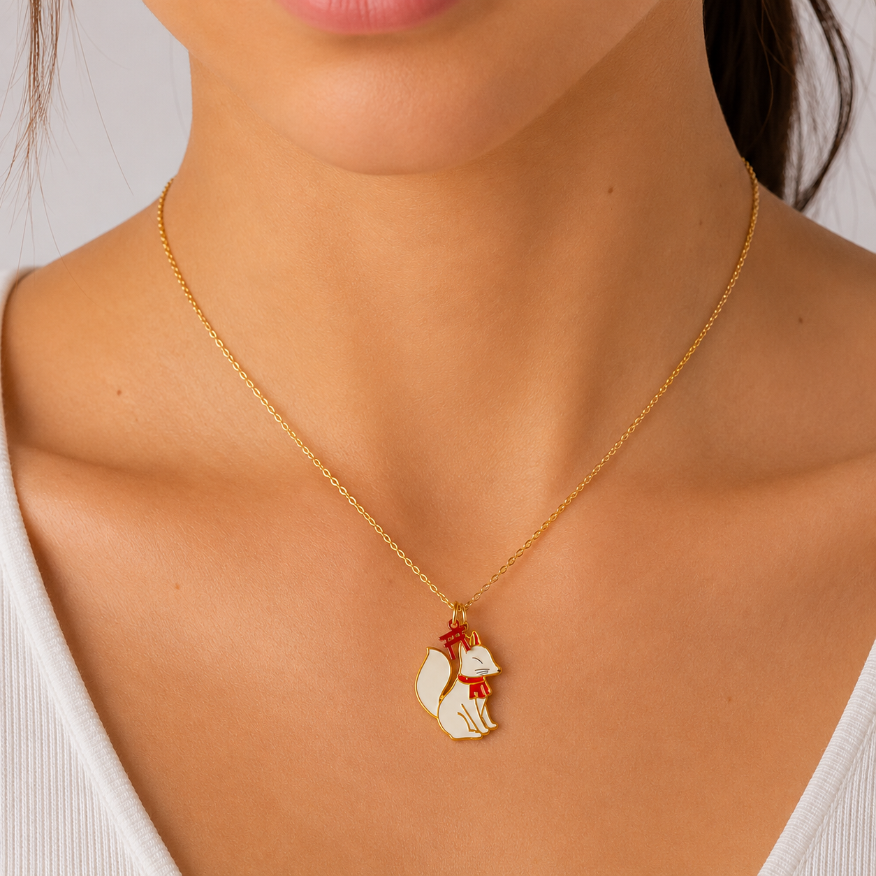 Japanse Ketting met Hanger – Bewakende Kitsune